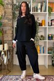 Bengaline Carrot Leg Trouser Black